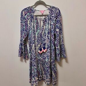 Lilly Pulitzer Women’s Percilla Tunic Dress Blue Grotto Move It or Lose It Large